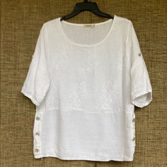 Lingo L’Arno white line embroidered top - Picture 1 of 6